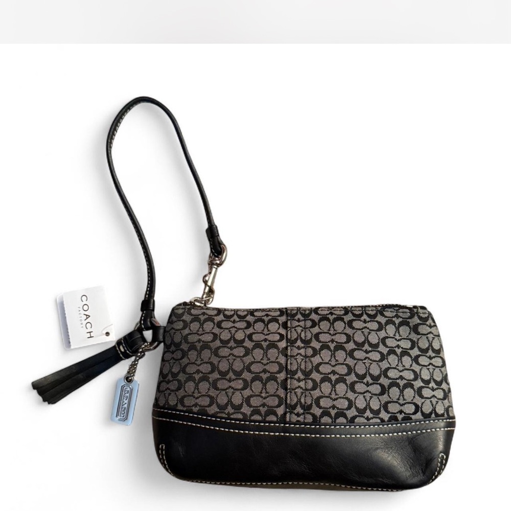 Coach Black and Gray Wristlet with Monogram Design
